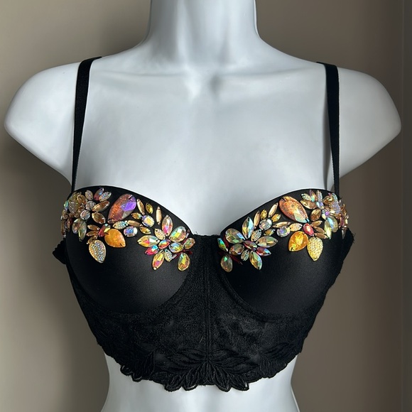 (3 for $100) NWOT Gorgeous Jeweled Bustier 💎🌼🖤 - Picture 1 of 11